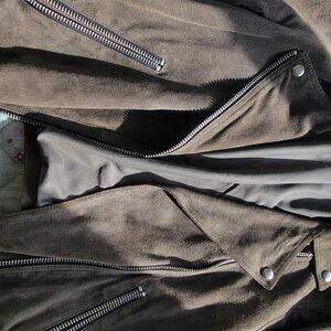 All Saints Olive Suede Women's Jacket - Size 4